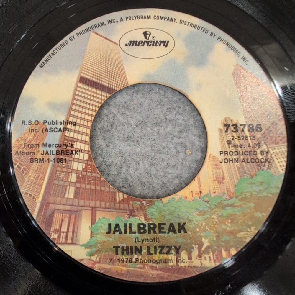 Thin Lizzy The Boys Are Back In Town Jailbreak 7" Vinyl 45 RPM Mercury 73786 '76 - Picture 2 of 4